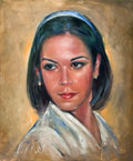 Laskari Evi portrait By George Pennas, Corfiot painter